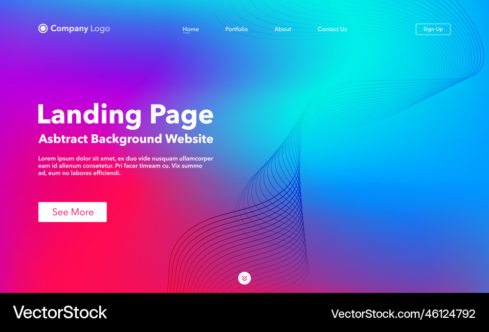 Landing page abstract wave background website Landing page abstract wave background website Vector Image