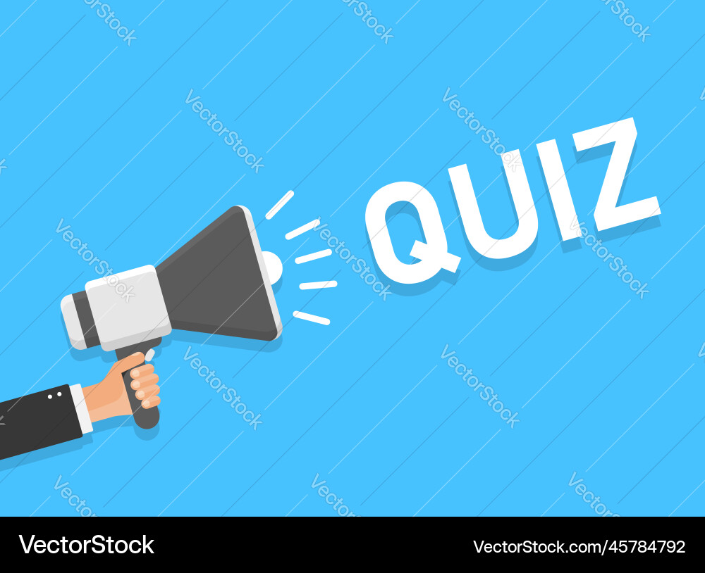Megaphone with quiz speech bubble icon in flat Megaphone with quiz speech bubble icon in flat vector image