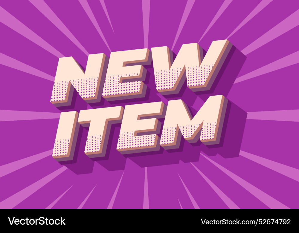 New item text effect in 3d style for print ad Vector Image