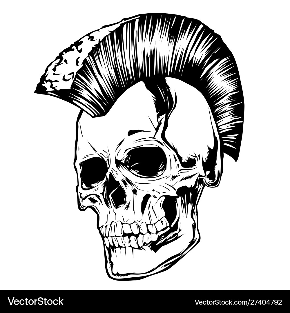Punk Skull with Mohawk Vector Image