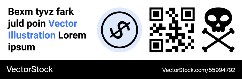 Qr code with skull warning icon and dollar sign Vector Image