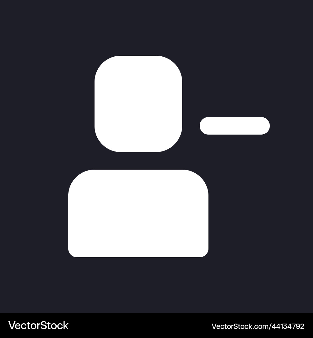 Remove user dark mode glyph ui icon Remove user dark mode glyph ui icon Vector Image