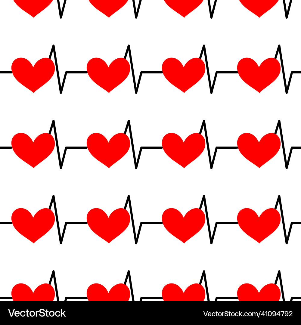 Seamless pattern with heartbeat symbol Vector Image