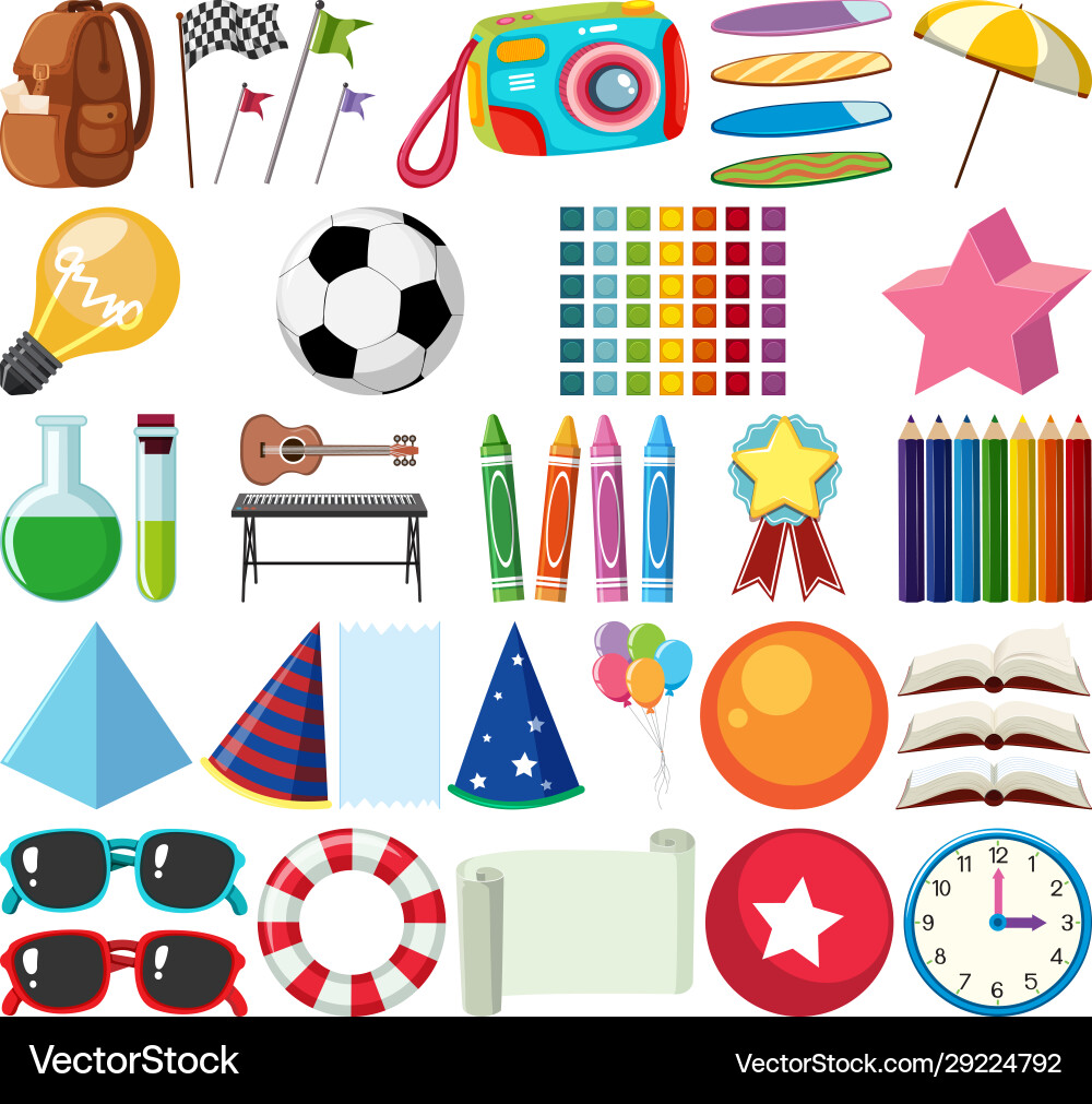 Set isolated objects theme stationeries Set isolated objects theme stationeries vector image