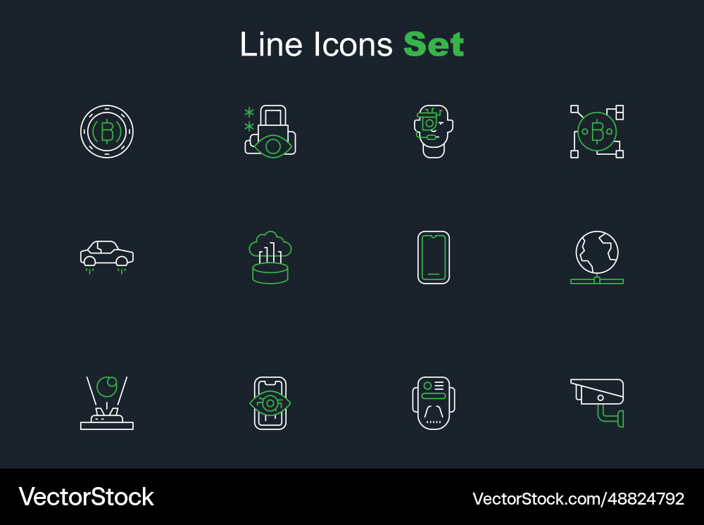 Set line security camera artificial intelligence Vector Image