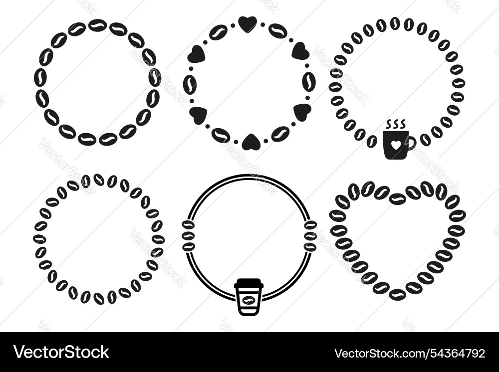 Set of simple round and heart shaped coffee frames Vector Image