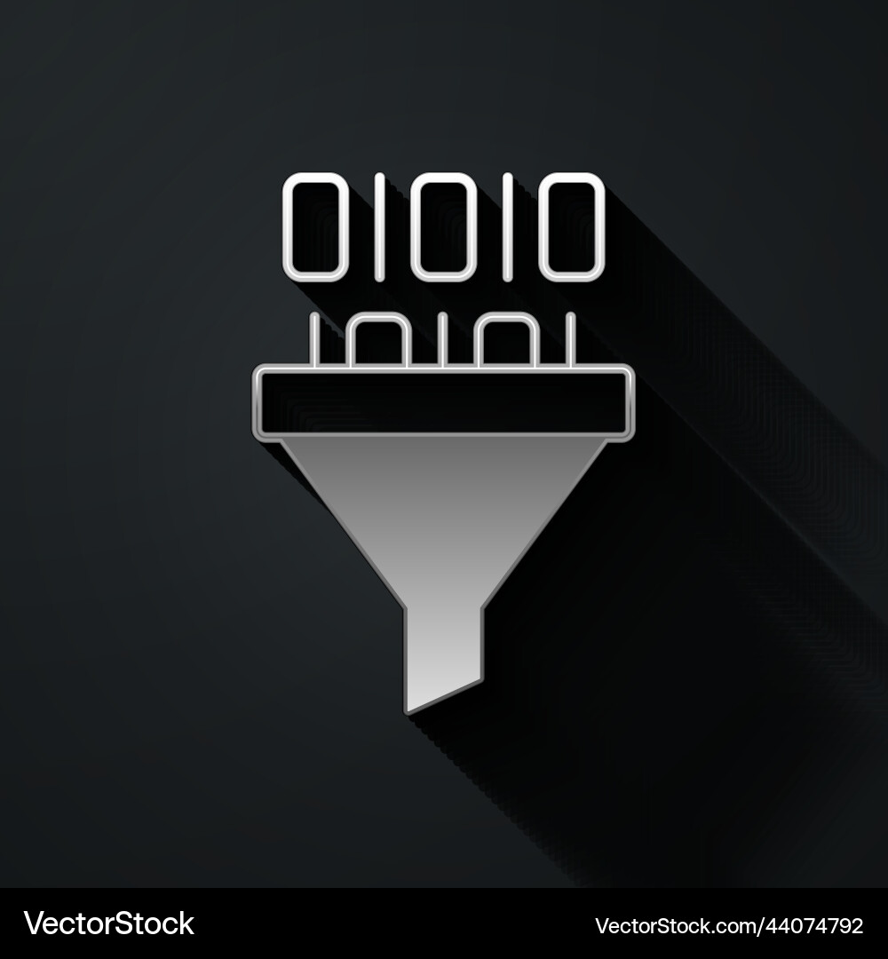 Silver binary code icon isolated on black Silver binary code icon isolated on black vector image