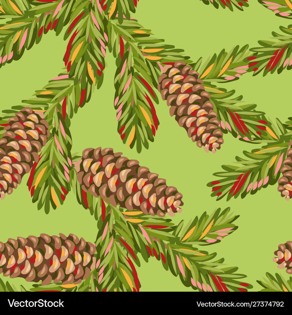 Spruce & Fir Branch Pattern vector image