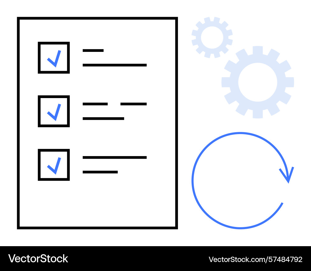 Task checklist with completed items gear icons Vector Image