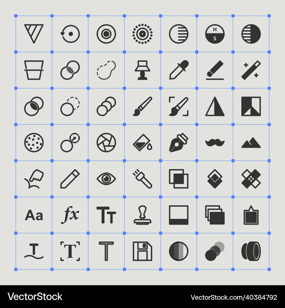 Thin line image editing icons vector image