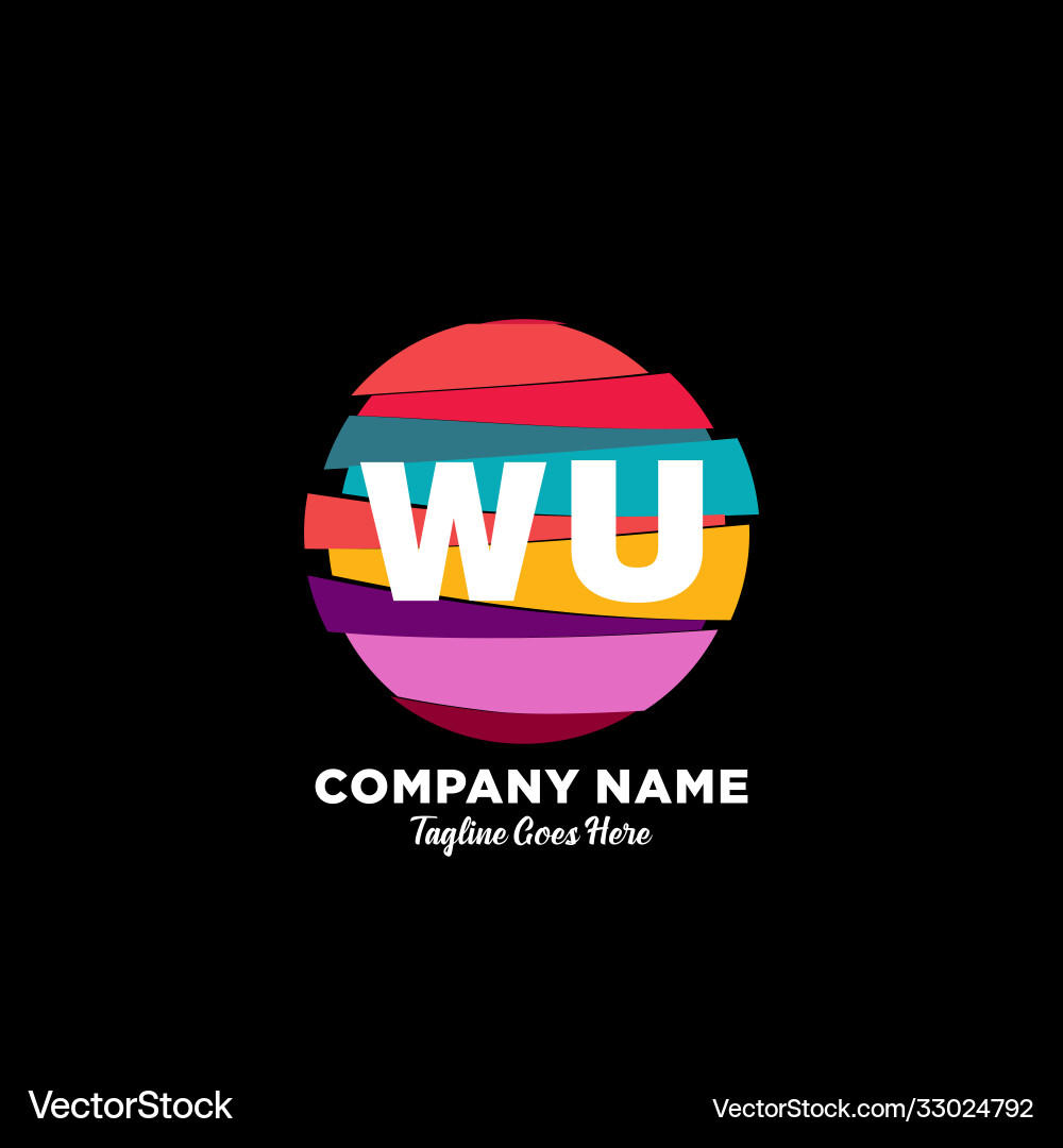 Wu initial logo with colorful template Vector Image