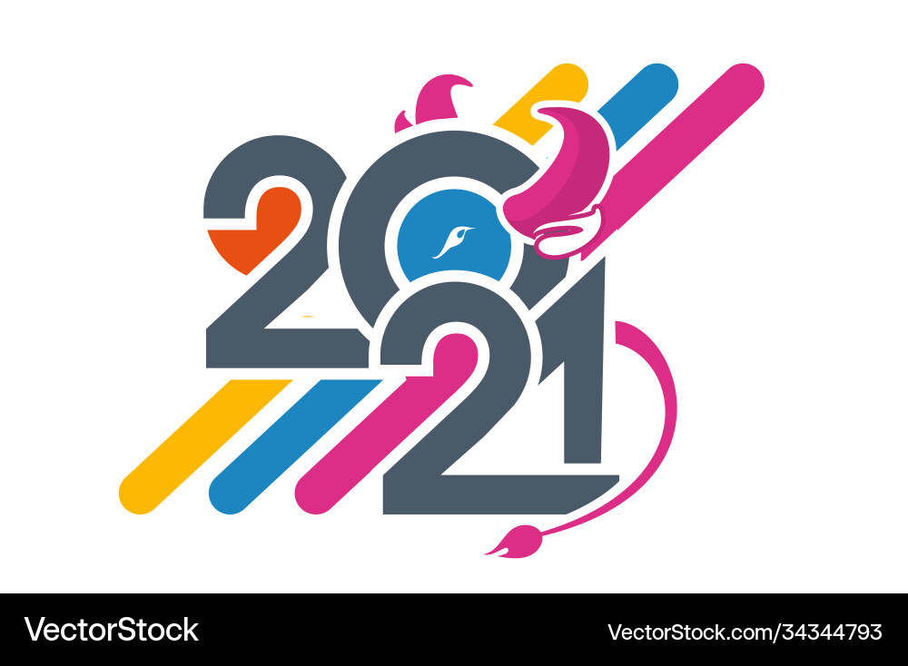 2021 symbol year bull 2021 symbol year bull vector image