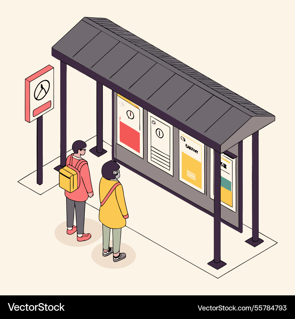 An depicting two individuals waiting Royalty Free Vector