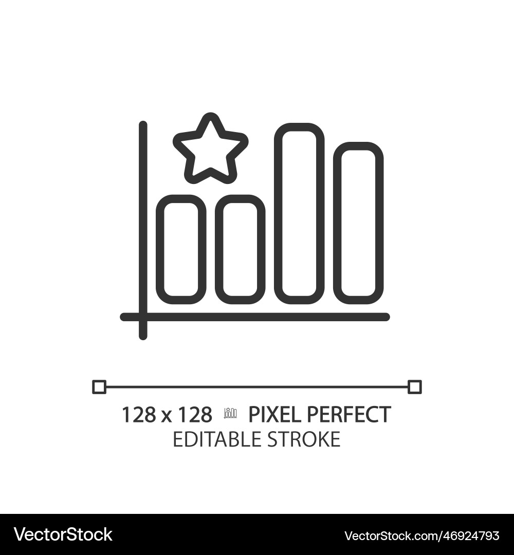Bar graph pixel perfect linear icon Bar graph pixel perfect linear icon vector image