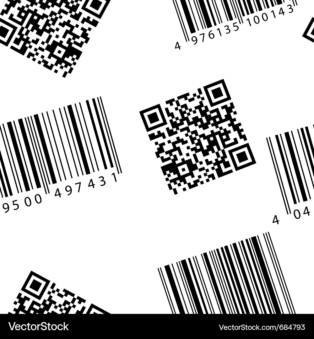 Barcode & QR Code Seamless Pattern vector image