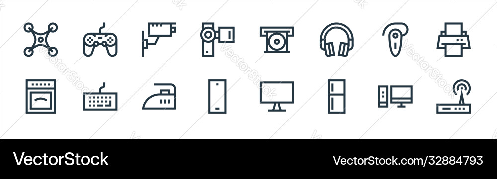 Electronics line icons linear set quality Electronics line icons linear set quality vector image