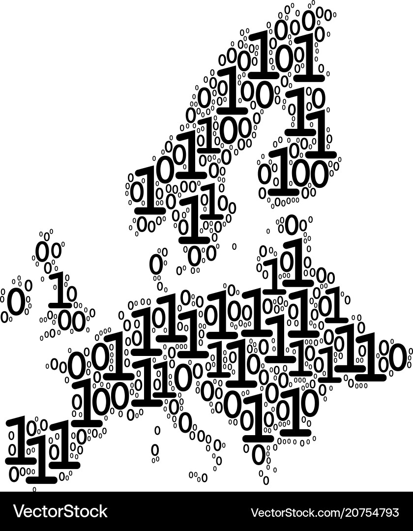European union map collage of binary digits Vector Image