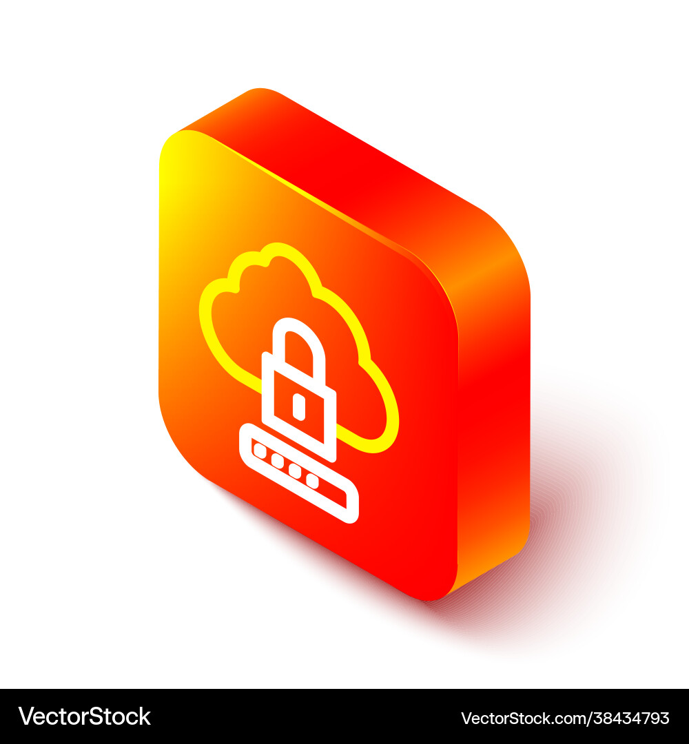 Isometric line cloud computing lock icon isolated Isometric line cloud computing lock icon isolated vector image