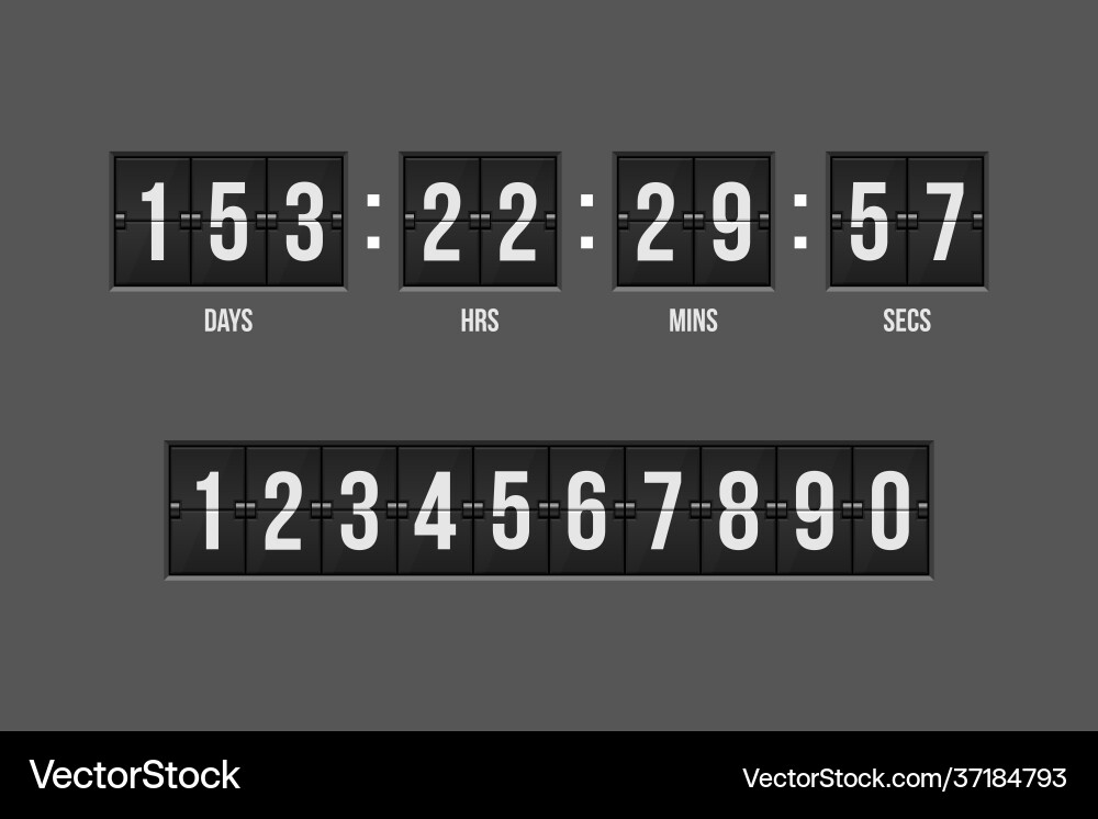 Mechanical scoreboard countdown timer isolated Mechanical scoreboard countdown timer isolated vector image