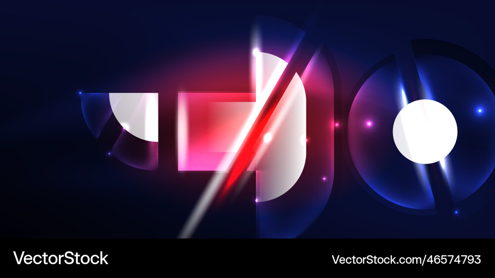 Neon round shapes lines and triangle elements hi Neon round shapes lines and triangle elements hi Vector Image