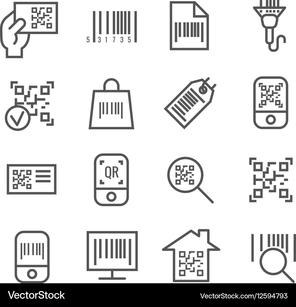 QR Code & Barcode Scanning Icons vector image