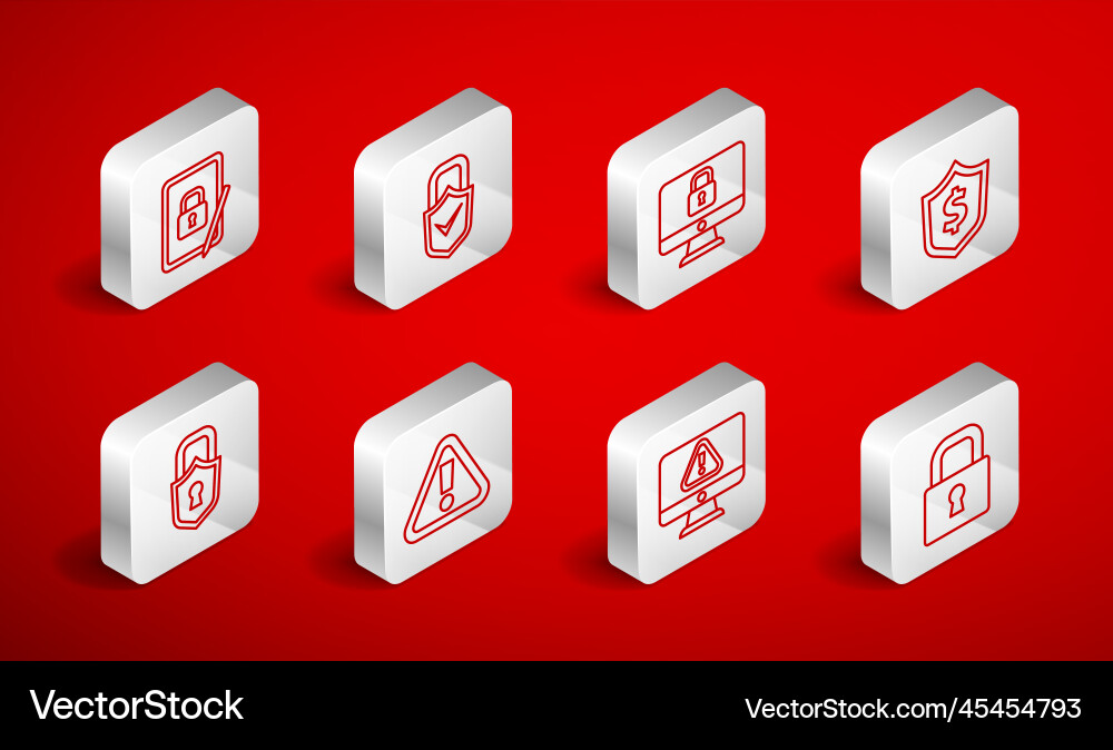 Set line lock and check mark on computer monitor Vector Image