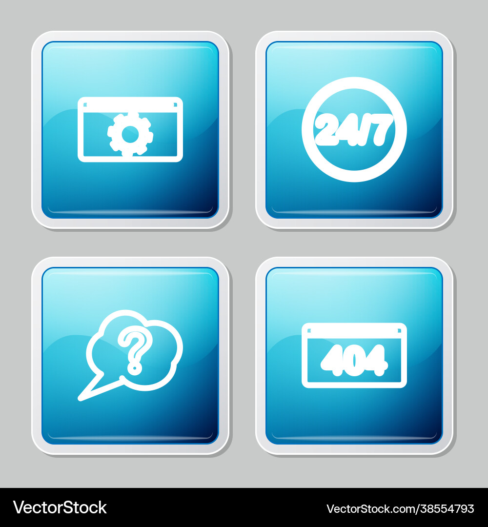 Set line setting clock 24 hours speech bubble Set line setting clock 24 hours speech bubble vector image