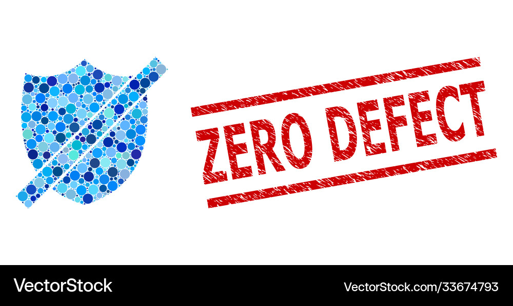 Textured zero defect stamp and wrong shield Textured zero defect stamp and wrong shield vector image