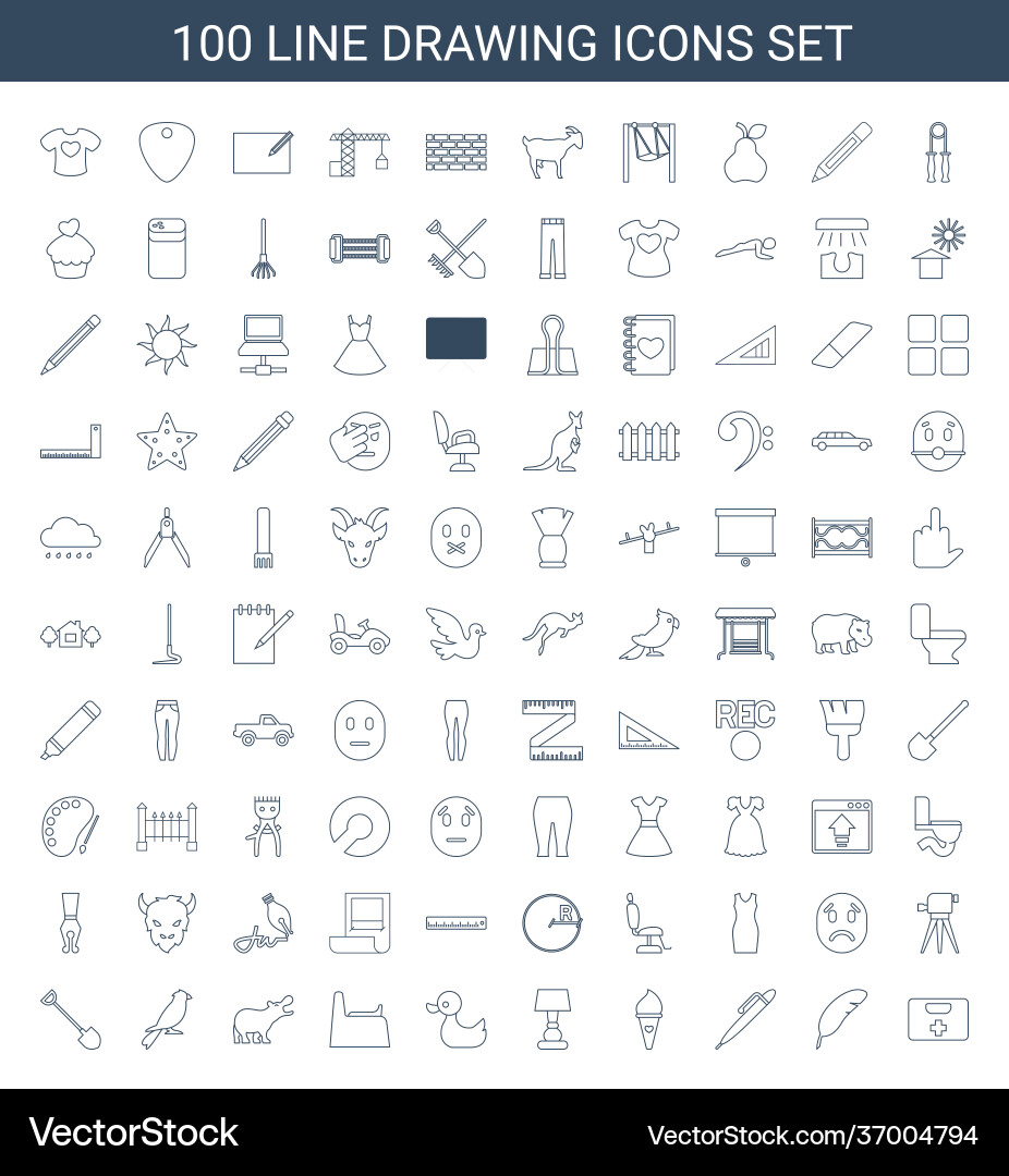 100 drawing icons (37004794) – Free Vector | VectorStock