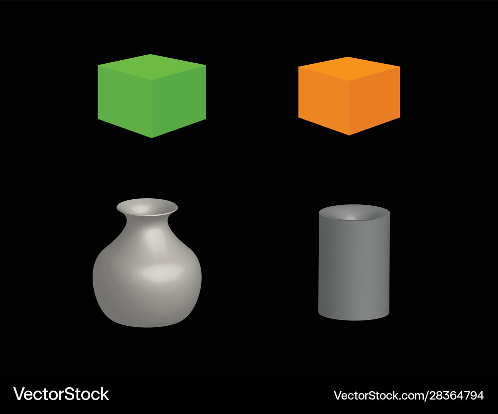 3d objects boxes vessel etc vector image