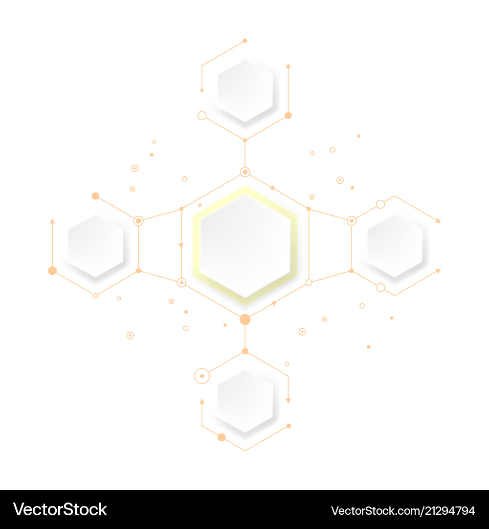 Abstract molecules with hexagon paper Vector Image