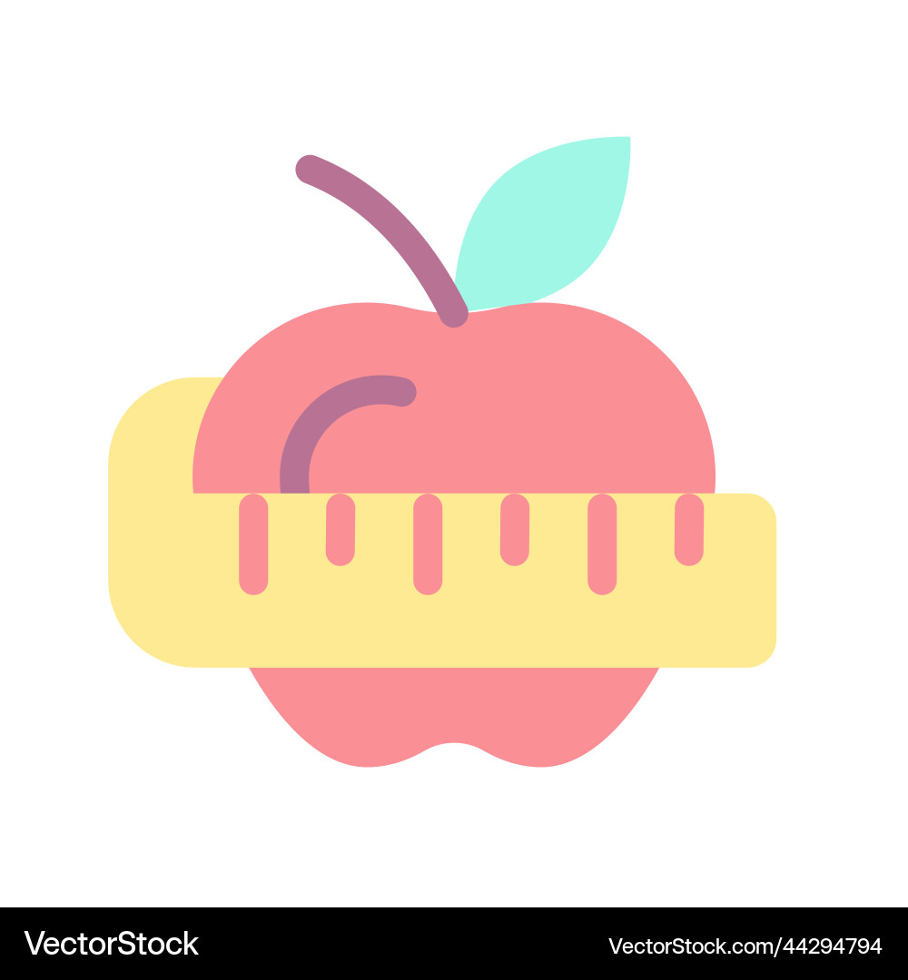 Apple and measuring tape flat color ui icon Vector Image
