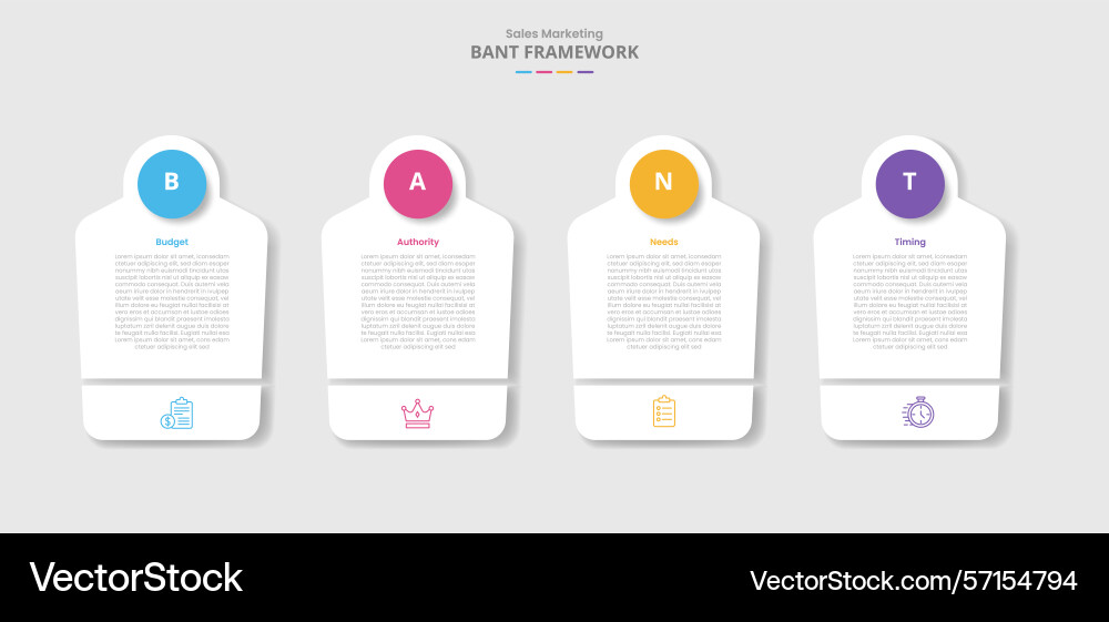 Bant framework for infographic with drop shadow Bant framework for infographic with drop shadow vector image