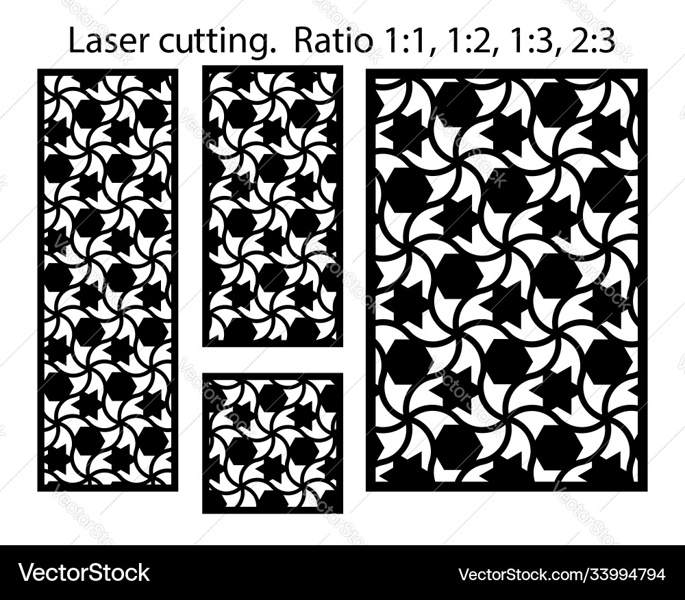Cnc template set laser pattern geometric Cnc template set laser pattern geometric vector image