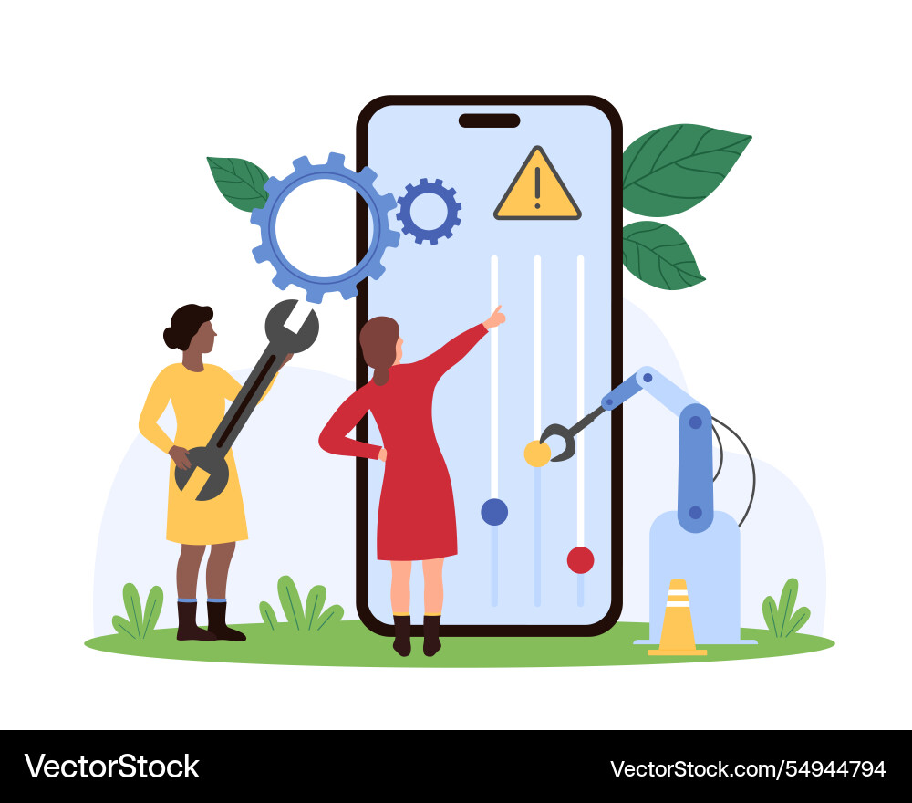 Customization and improvement of mobile app Customization and improvement of mobile app vector image
