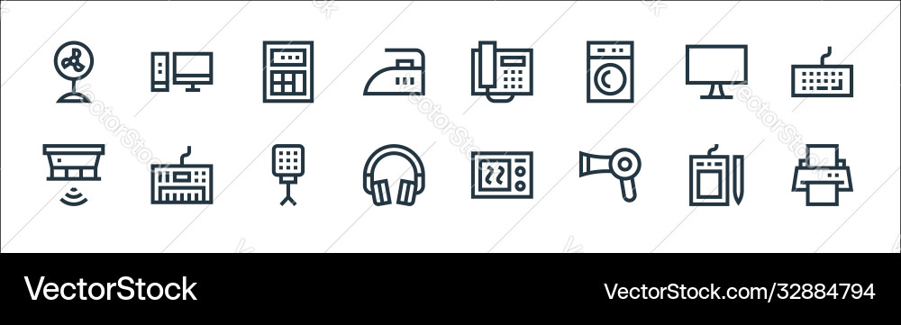 Electronics line icons linear set quality Vector Image