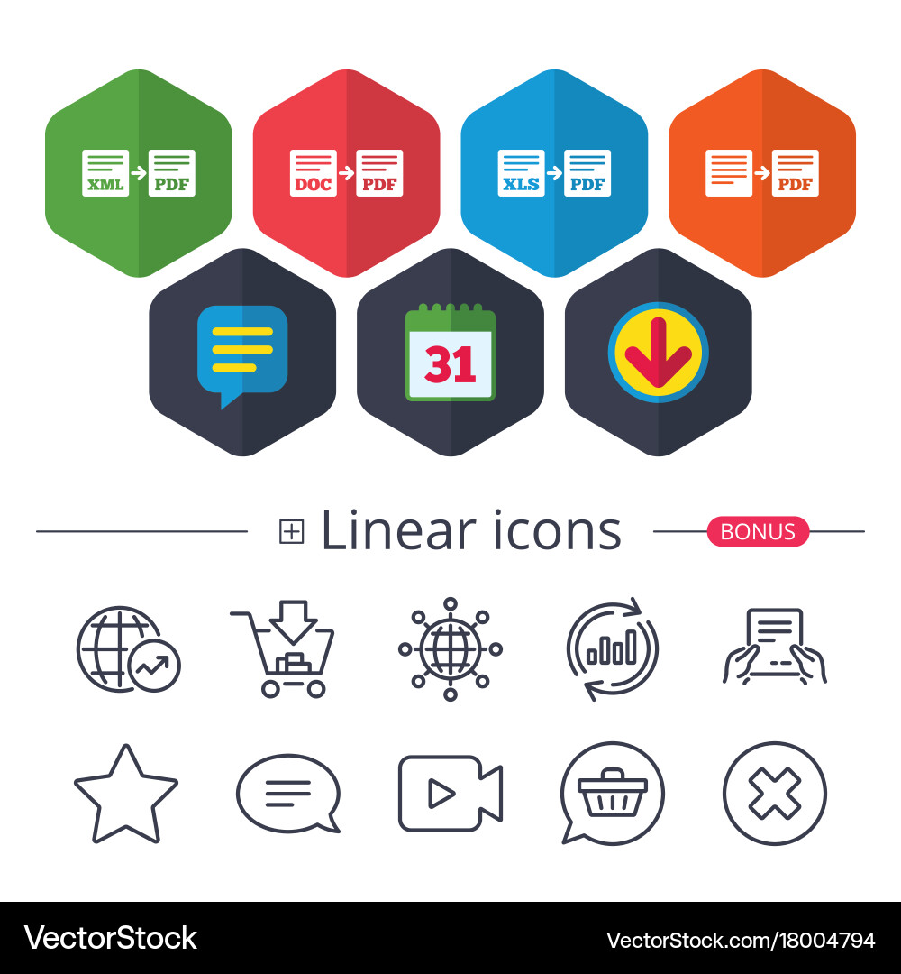 Export file signs convert doc to pdf symbols vector image