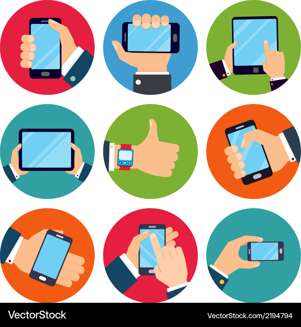 Hands with Mobile Devices Vector Image