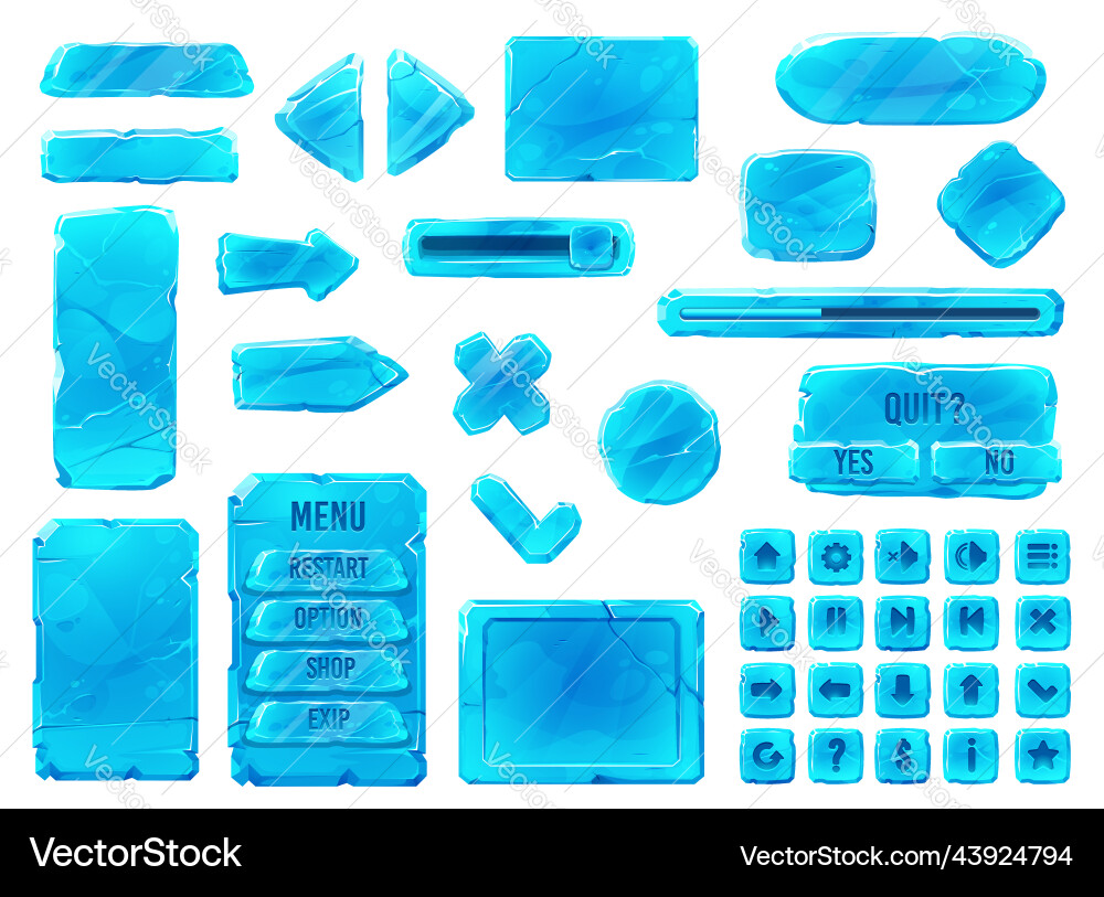 Ice Crystal Buttons - UI Kit vector image