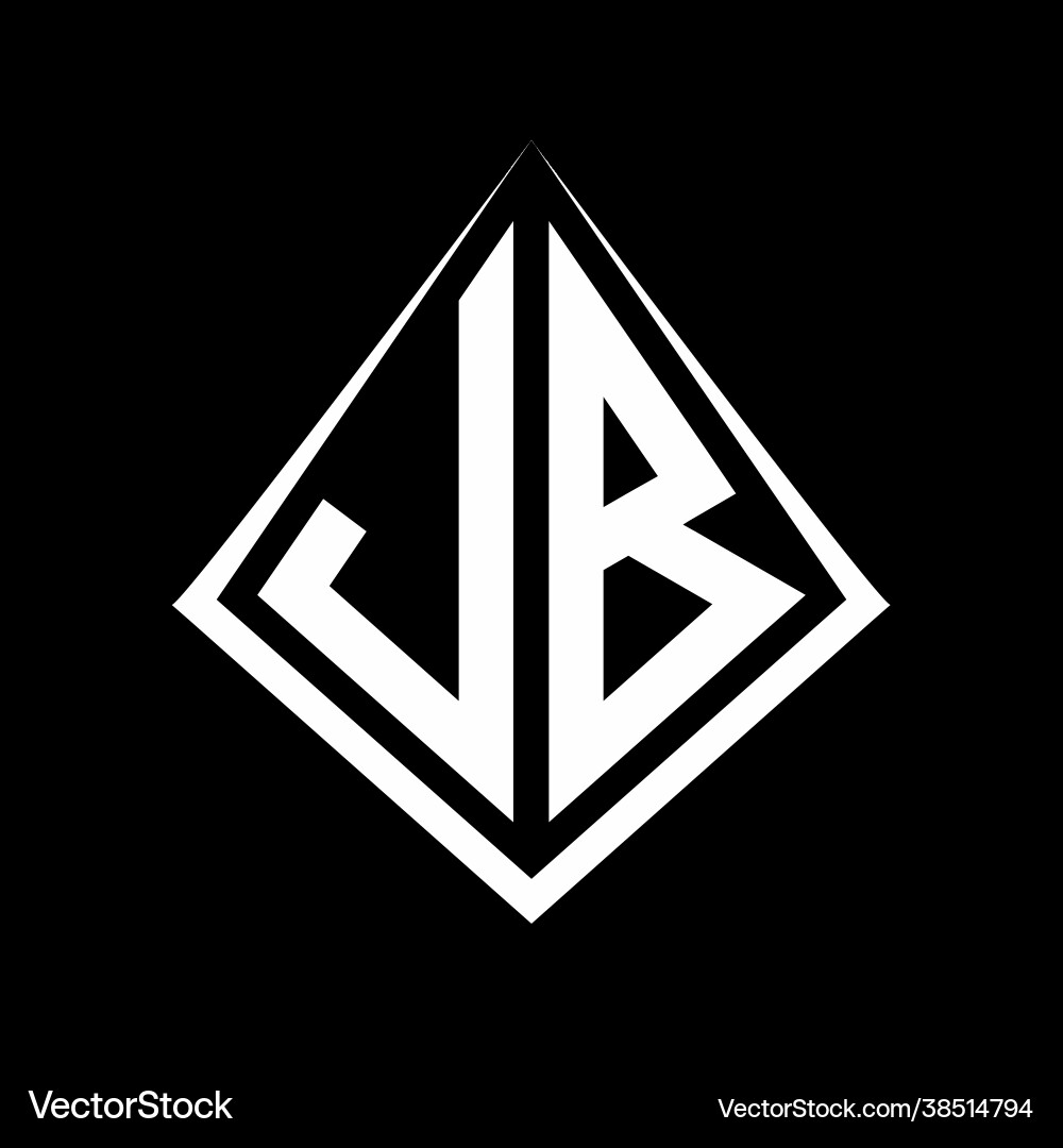 Jb logo letters monogram with prisma shape design vector image