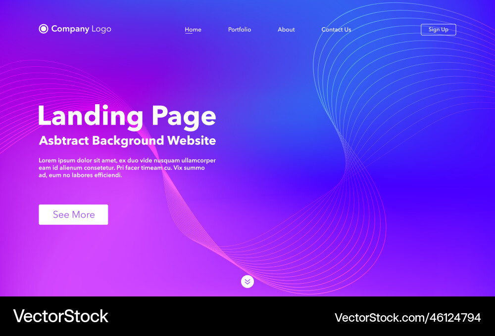 Landing page abstract wave background website Landing page abstract wave background website vector image