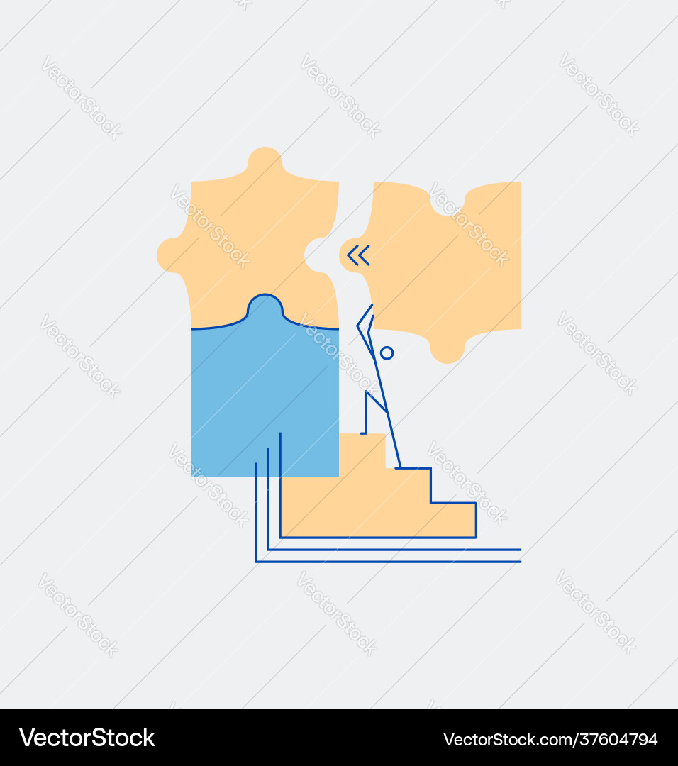 Man connecting puzzle in flat style Man connecting puzzle in flat style vector image