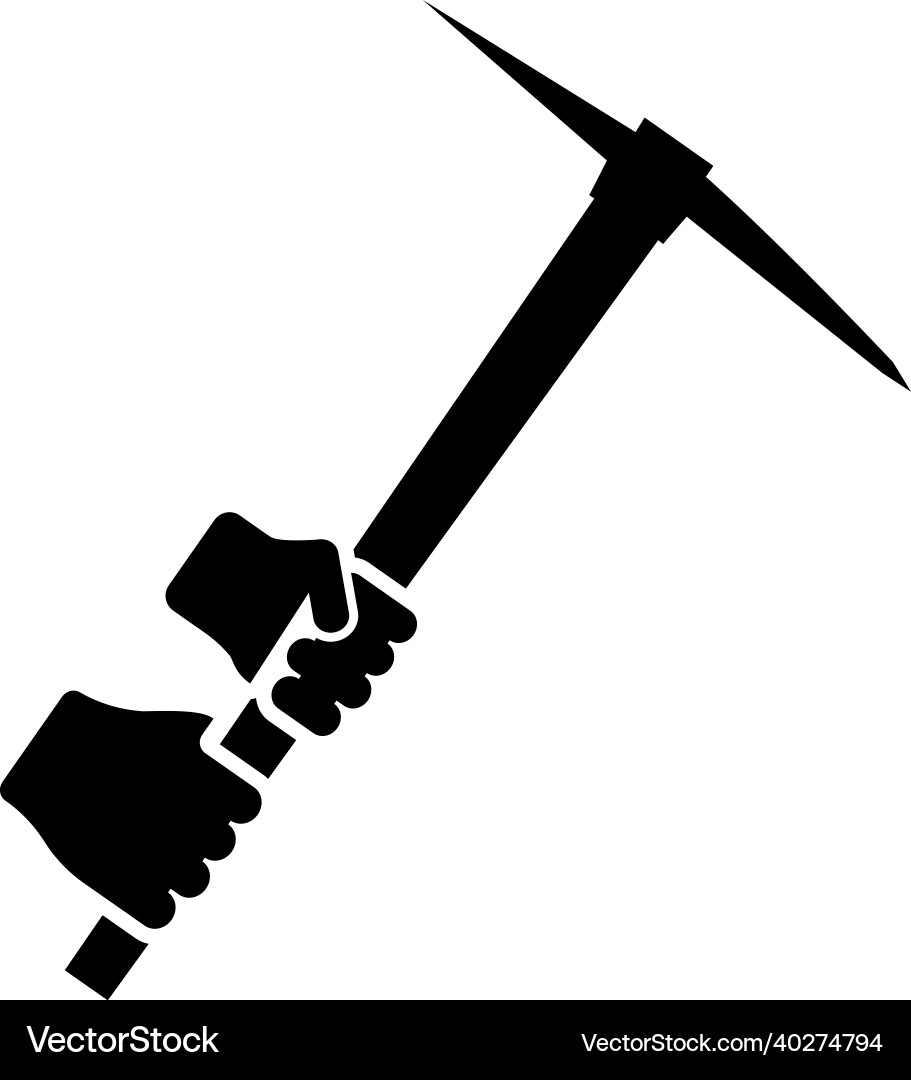 Mining pickaxe mattock pick axe in hand icon Vector Image