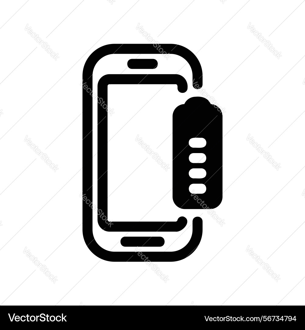 Mobile device displaying battery charge level vector image