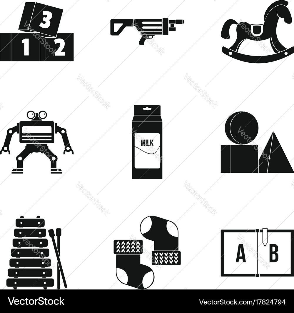 Preparatory class icons set simple style Vector Image
