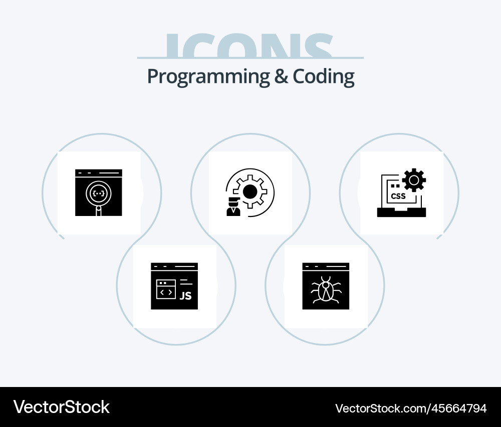 Programming and coding glyph icon pack 5 Vector Image