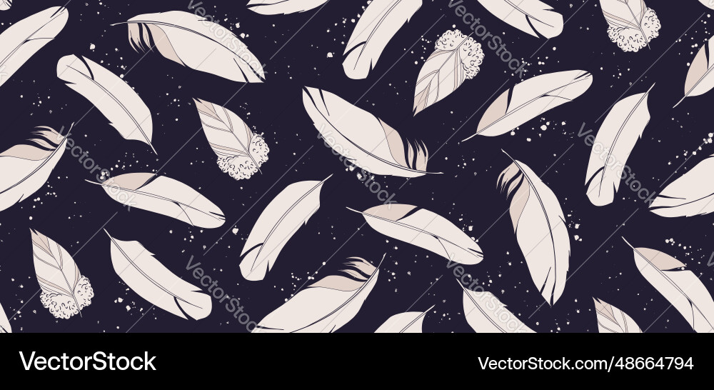 Seamless pattern with feathers vector image