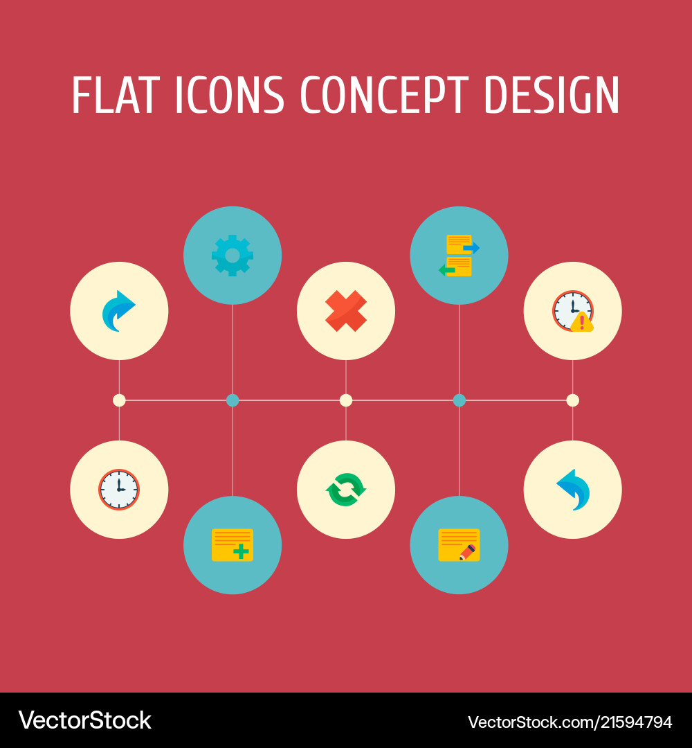 Set of project icons flat style symbols with undo Set of project icons flat style symbols with undo Vector Image