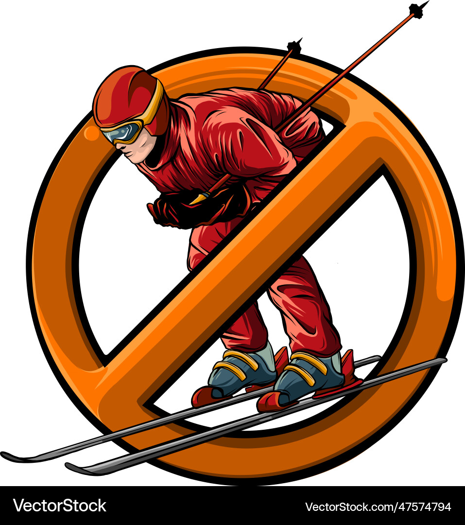Skiing man colored draw Vector Image