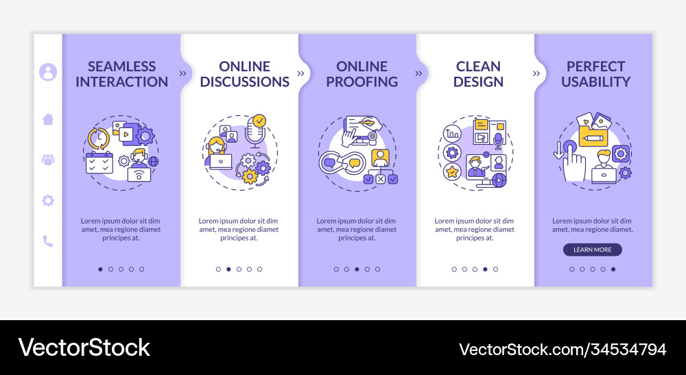 Teleworking app features onboarding template Vector Image